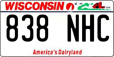 WI license plate 838NHC