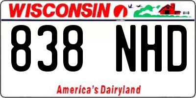 WI license plate 838NHD