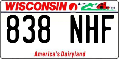 WI license plate 838NHF