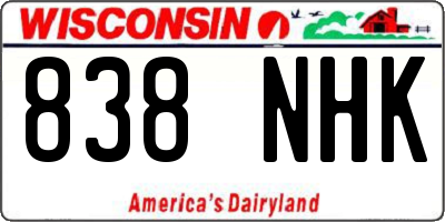 WI license plate 838NHK