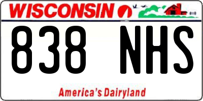 WI license plate 838NHS