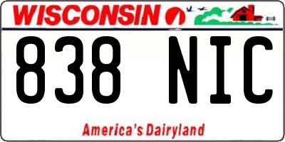 WI license plate 838NIC