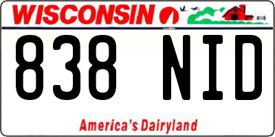 WI license plate 838NID