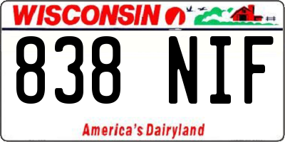 WI license plate 838NIF