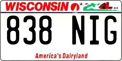 WI license plate 838NIG
