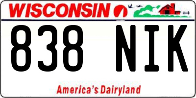 WI license plate 838NIK