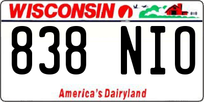 WI license plate 838NIO
