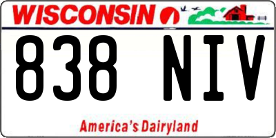 WI license plate 838NIV