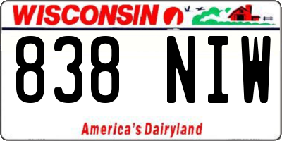 WI license plate 838NIW