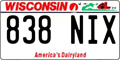 WI license plate 838NIX