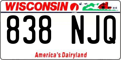 WI license plate 838NJQ