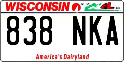 WI license plate 838NKA
