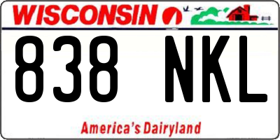 WI license plate 838NKL