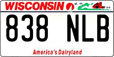 WI license plate 838NLB