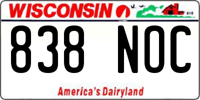 WI license plate 838NOC