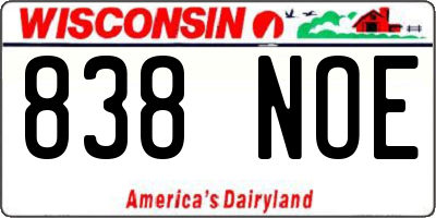 WI license plate 838NOE