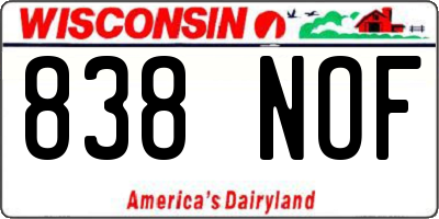 WI license plate 838NOF
