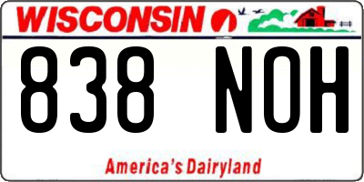 WI license plate 838NOH