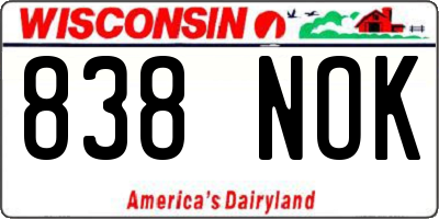 WI license plate 838NOK