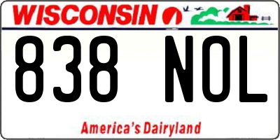 WI license plate 838NOL