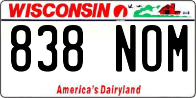 WI license plate 838NOM
