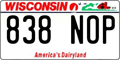 WI license plate 838NOP