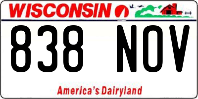 WI license plate 838NOV