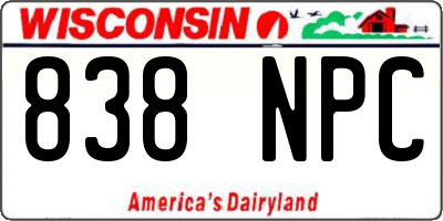 WI license plate 838NPC