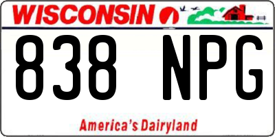 WI license plate 838NPG