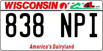 WI license plate 838NPI