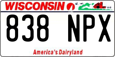 WI license plate 838NPX
