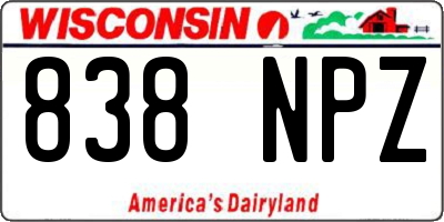 WI license plate 838NPZ