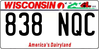 WI license plate 838NQC