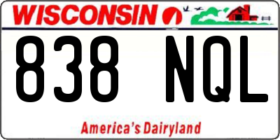 WI license plate 838NQL