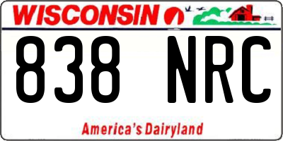 WI license plate 838NRC