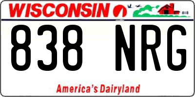 WI license plate 838NRG