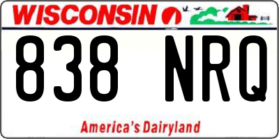 WI license plate 838NRQ