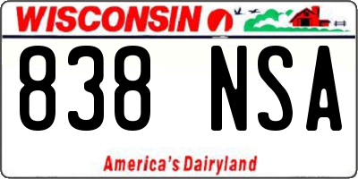 WI license plate 838NSA