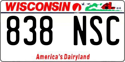 WI license plate 838NSC
