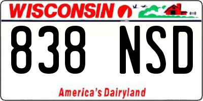 WI license plate 838NSD