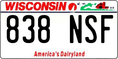 WI license plate 838NSF