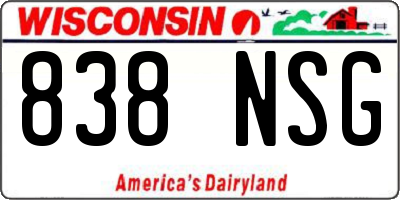 WI license plate 838NSG