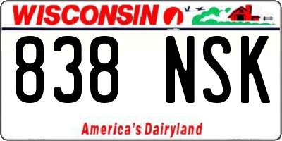 WI license plate 838NSK