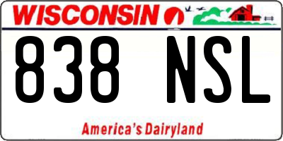 WI license plate 838NSL
