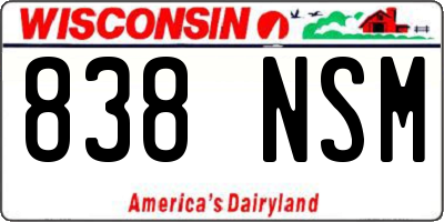 WI license plate 838NSM