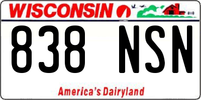 WI license plate 838NSN