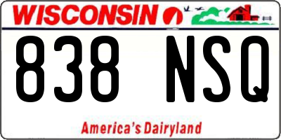 WI license plate 838NSQ