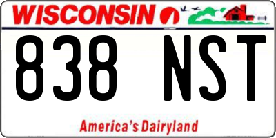 WI license plate 838NST