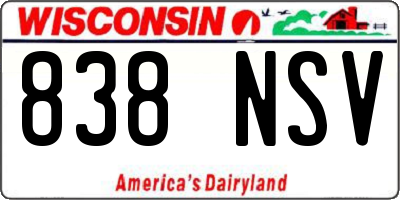 WI license plate 838NSV