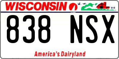 WI license plate 838NSX